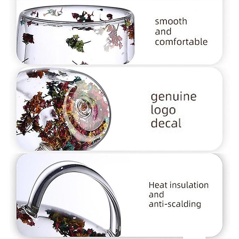 🎅Christmas Pre Sale 🎄🌸Transparent Double Glass Flower Tea Cup
