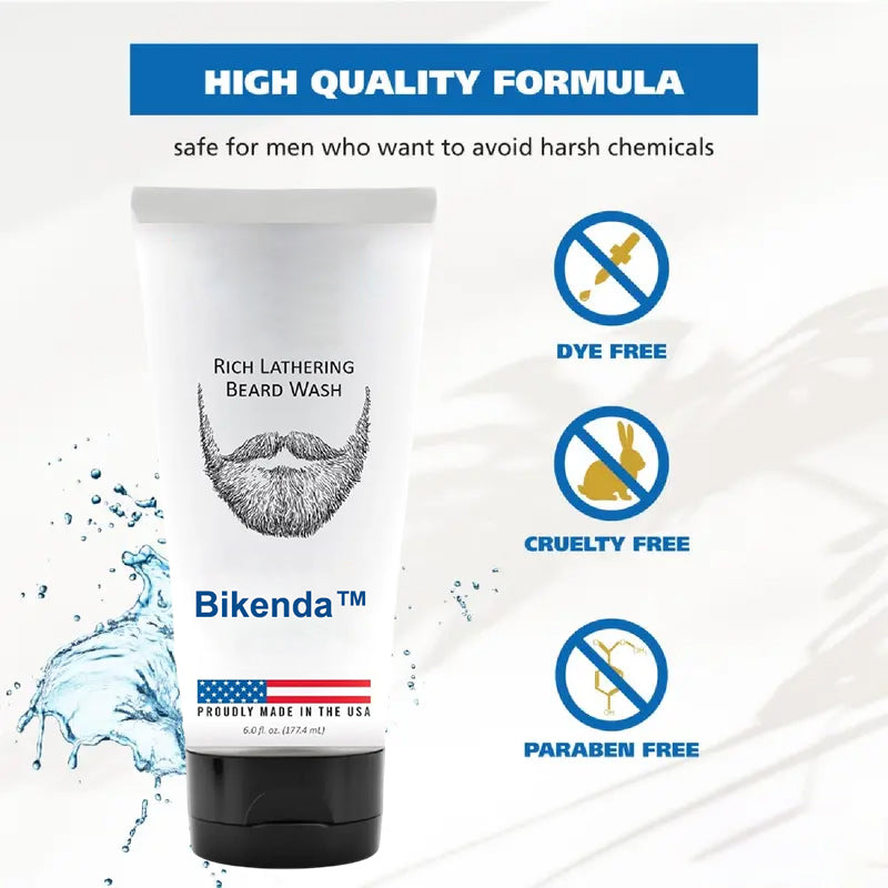 Bikenda™ – Rich Lathering Beard Wash for Men, Gentle on Sensitive Skin, Deep-Cleans Facial Hair