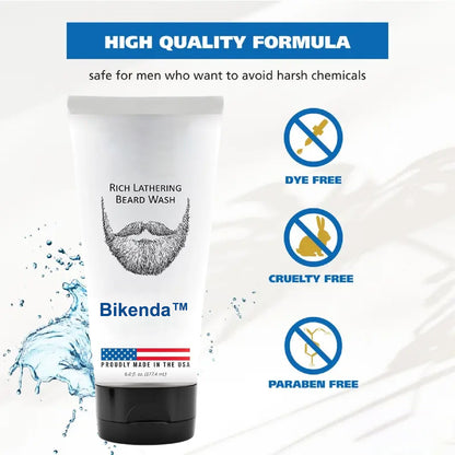 Bikenda™ – Rich Lathering Beard Wash for Men, Gentle on Sensitive Skin, Deep-Cleans Facial Hair