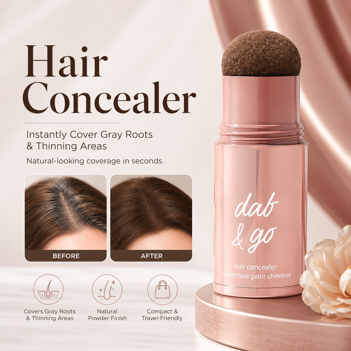 Hair Concealer – Instantly Covers Gray Roots & Thinning Hair